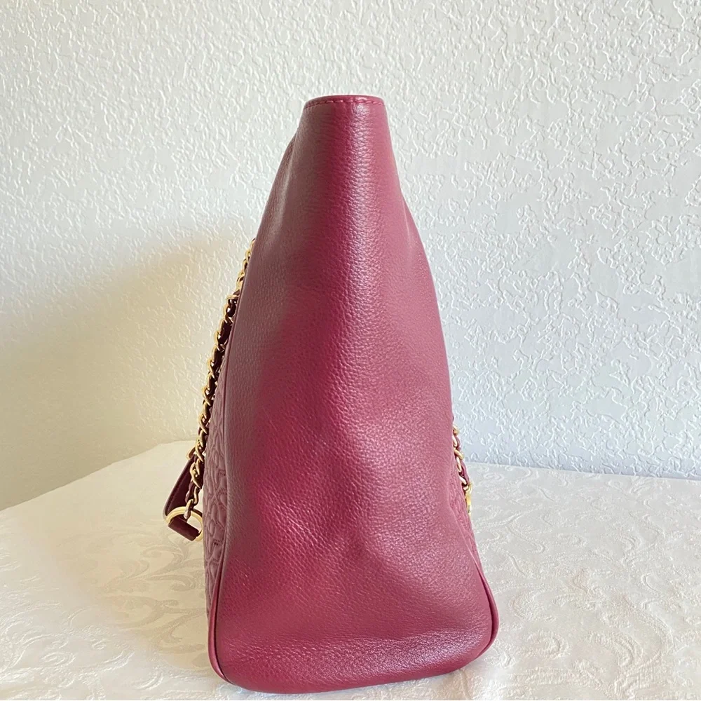 Tory Burch burgundy quilted Bryant chain strap Tote bag